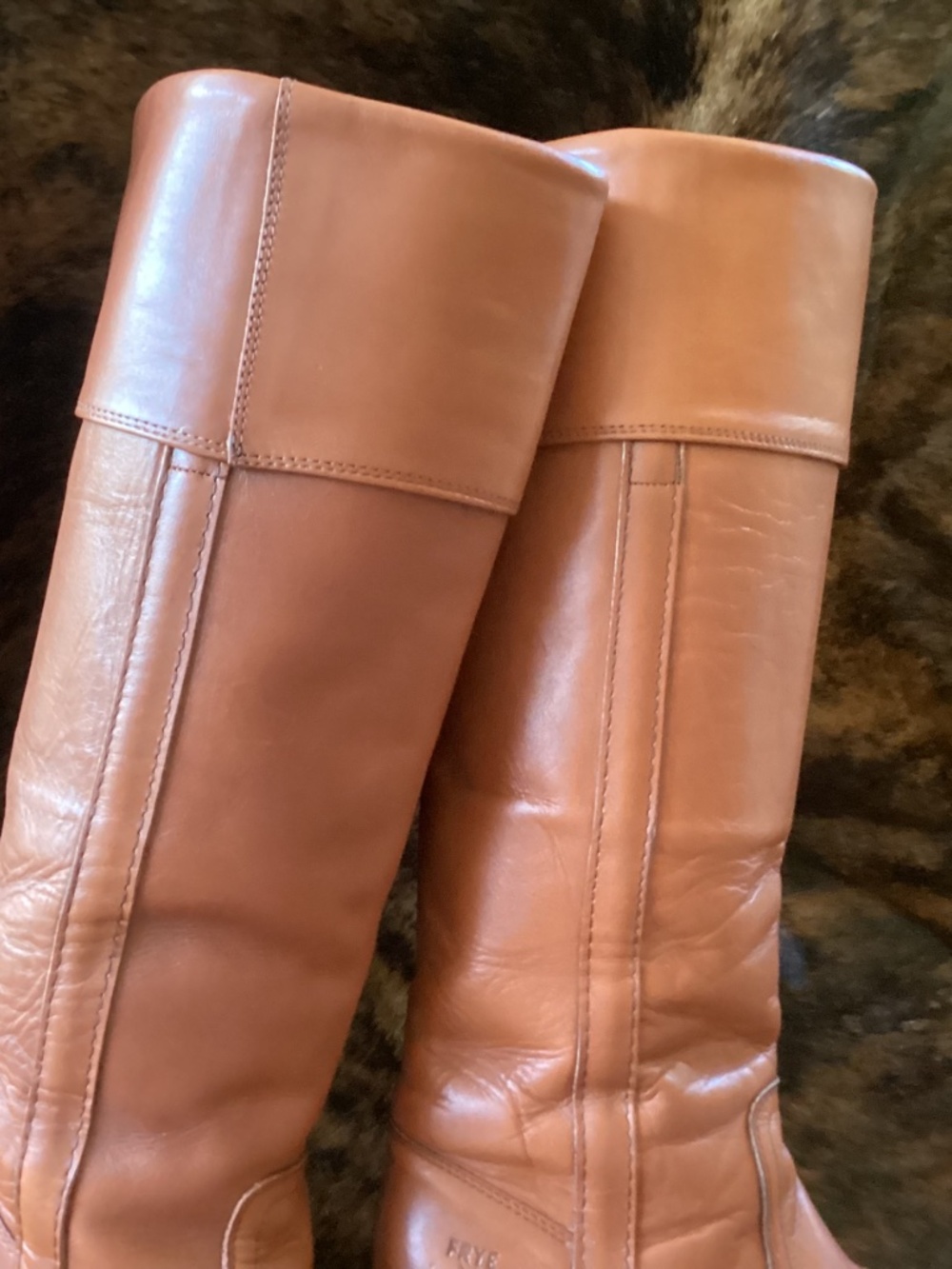 Beautiful Rare Vintage Frye Campus Fold Over Reddish Brown Tall Leather Boots🌺 - Picture 9 of 15